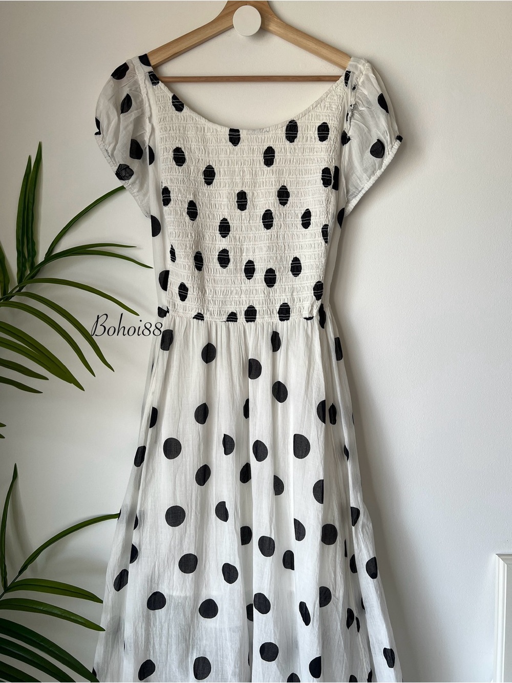 NWT Free People Ultraviolet Smocked Boho Maxi Dress Puff Sleeve Strappy Back - Picture 7 of 11